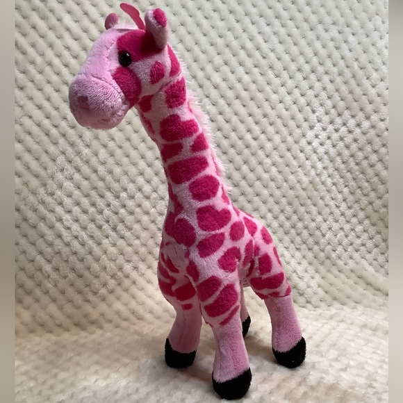 Adventure Planet Pink Plush Giraffe Stuffed Animal Toy Wired Legs - Picture 4 of 13